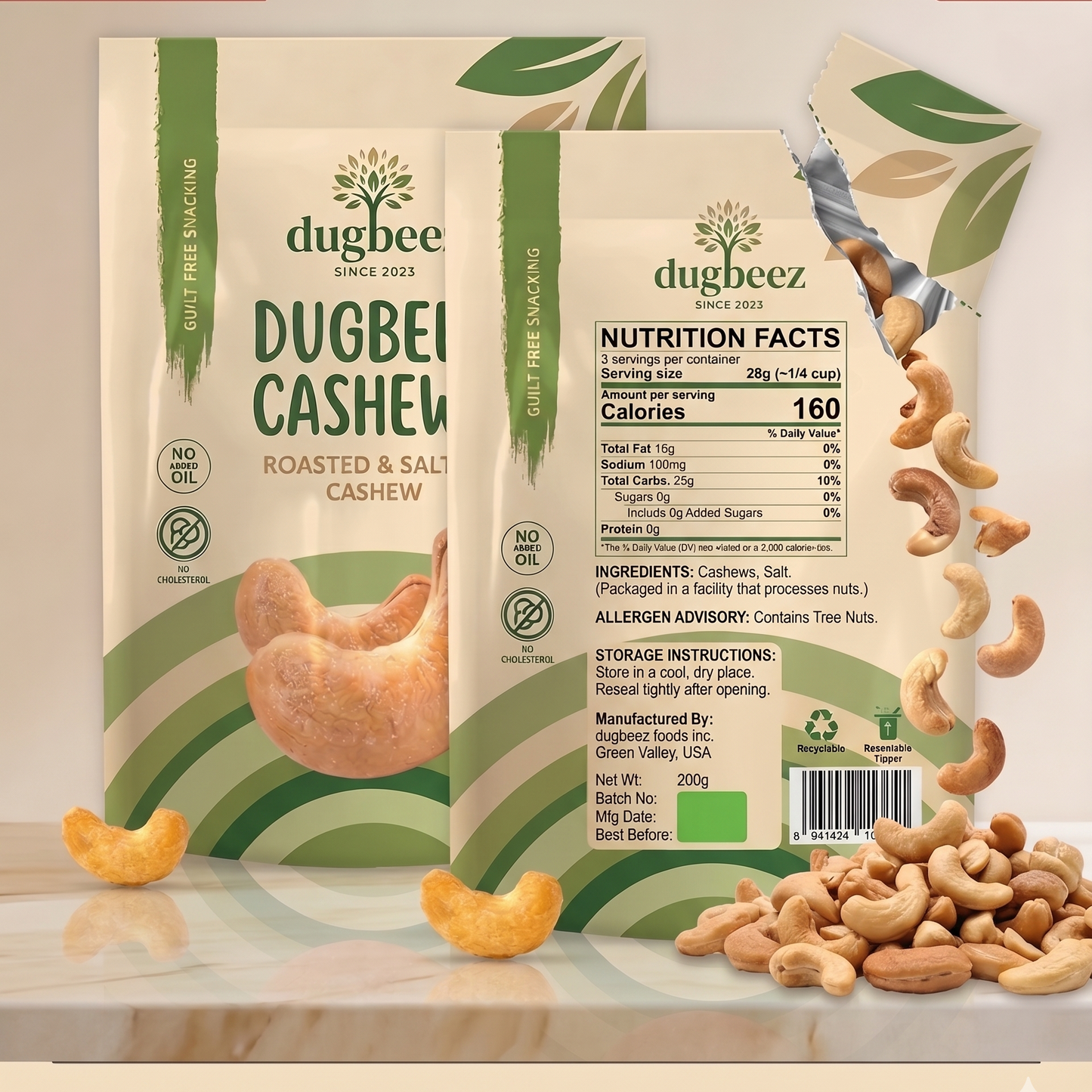 dugbeez special roasted and salted cashew 150g